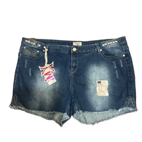 NWT YMI Denim Jean Shorts 3X Plus Embroidered - Picture 3 of 16